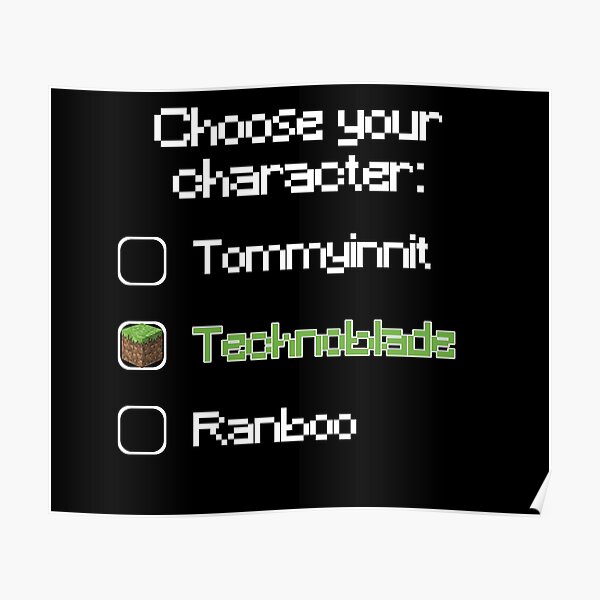Choose your character - Technoblade (2) Poster RB0206 product Offical Technoblade Merch