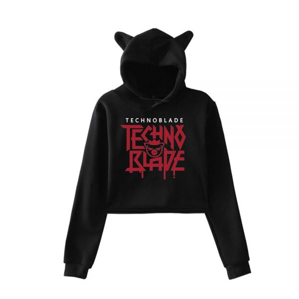 New Technoblade Merch TECHNOBLADE Agro Hoodie Cat Ear New Designs Cool Print Wonder Crop Tops Short - Technoblade Store