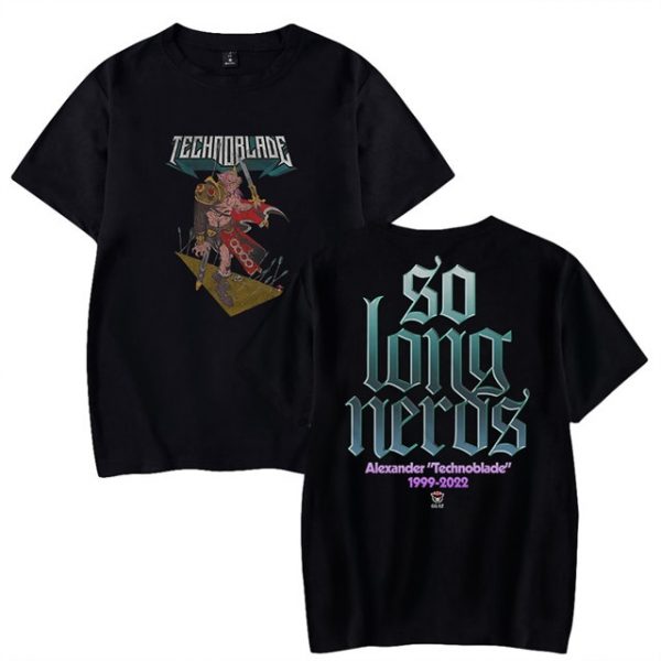 Rip Technoblade Merch So Long Nerds T Shirt 2D Summer Harajuku Mens T shirts Miss - Technoblade Store